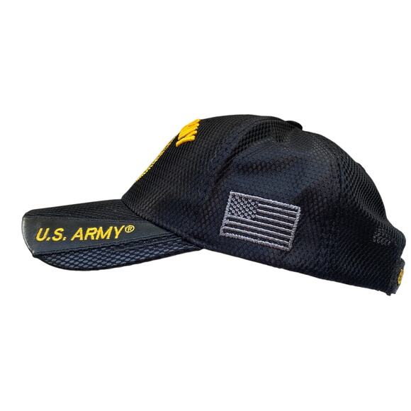US Warriors Black US Army Cap with Army Seal and Side Shadow HookLoop Adjust Hat - Picture 3 of 7